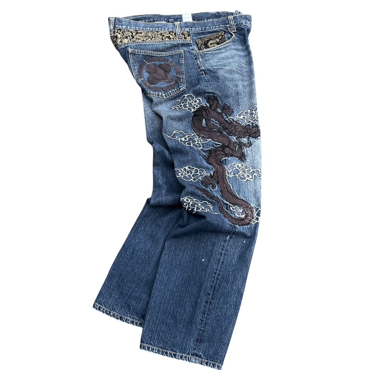 Ed Hardy Vintage Karakuri Tamashii Embroidered Dragon Jeans Y2K Size US 40 / EU 56 - 1 Thumbnail