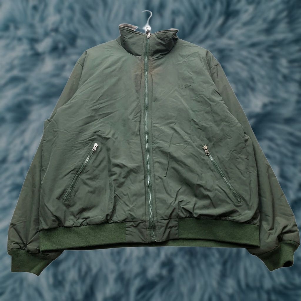 Vintage LL Bean Fleece Lined Nylon Bomber Jacket Mens XL Green Wind Water Resistant Zip Full Zip Pockets Size US XL / EU 56 / 4 - 1 Thumbnail