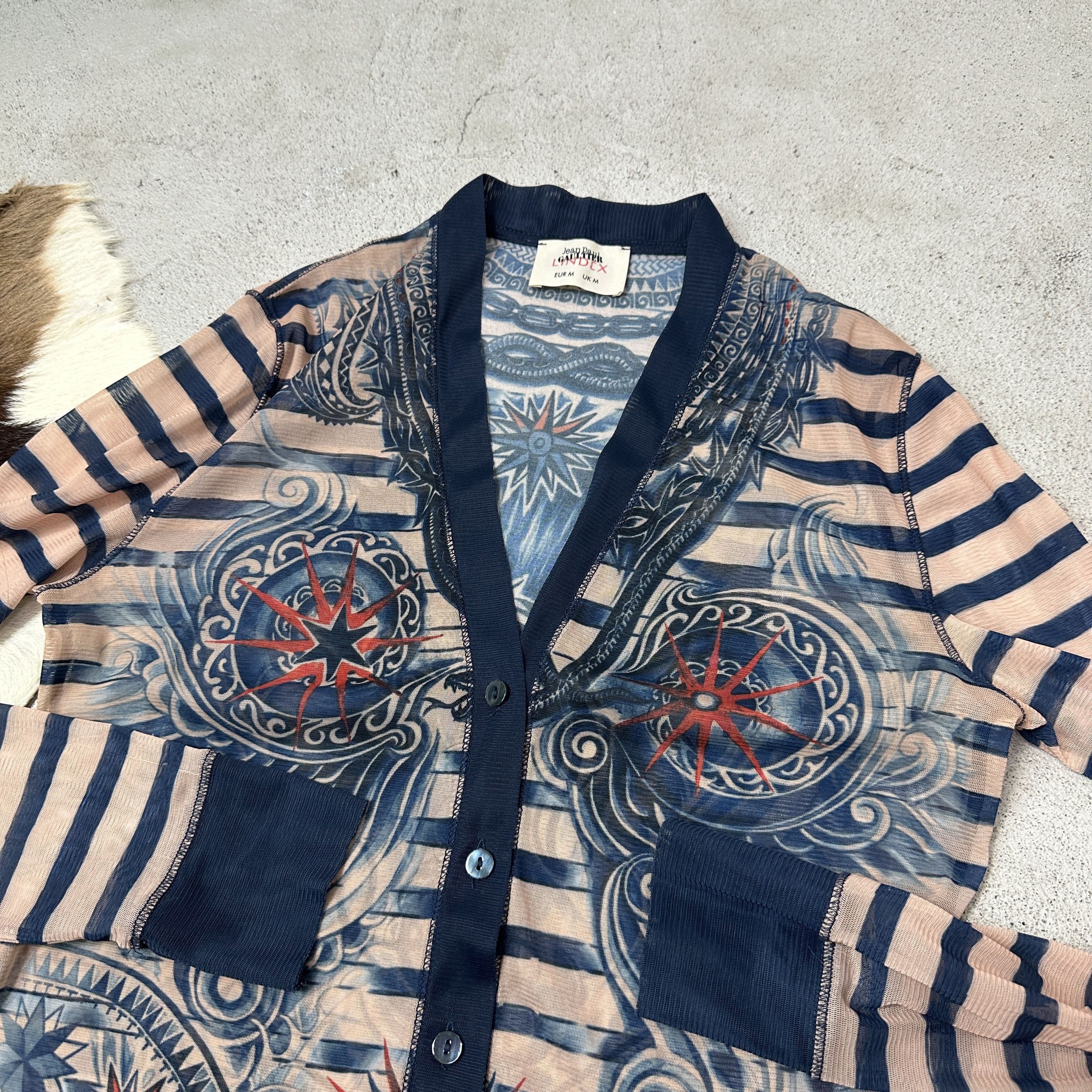 Jean Paul Gaultier Vintage Striped Tattoo Buttoned Jean Paul Gaultier Meshtop Size M / US 6-8 / IT 42-44 - 4 Thumbnail