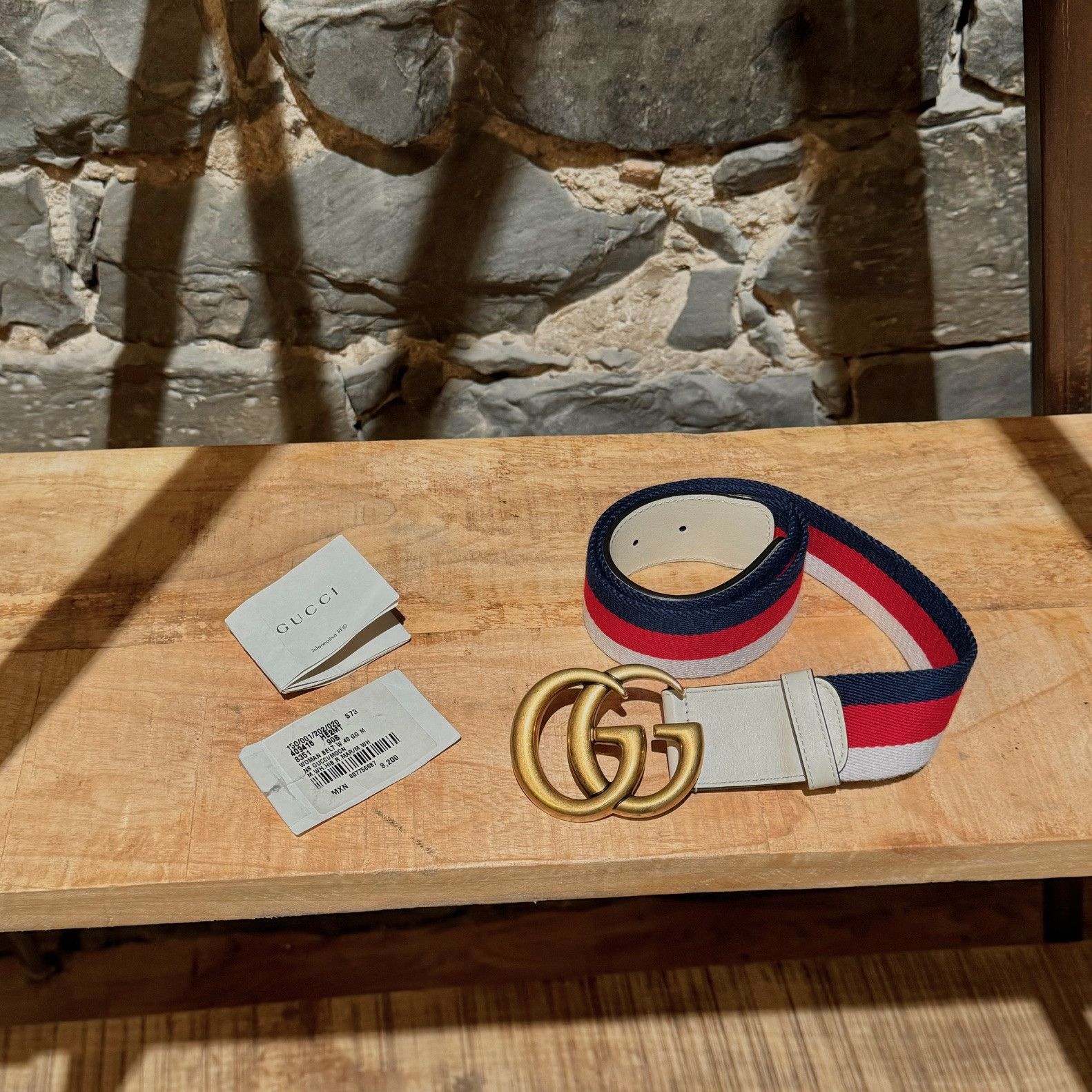 Gucci Gucci White Leather Web Double G Belt Size ONE SIZE - 9 Thumbnail