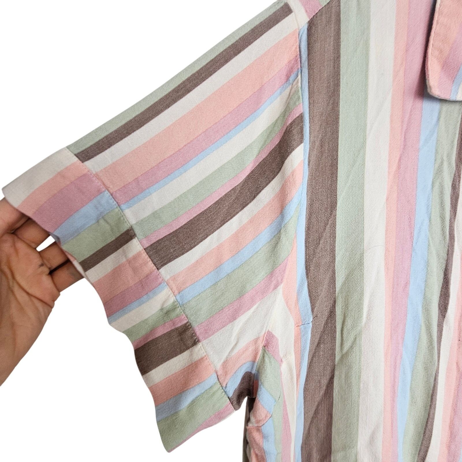 Torrid Torrid Womens Striped Button Crop Top Plus Size 4X Rainbow Size 4XL / US 24-26 - 5 Thumbnail