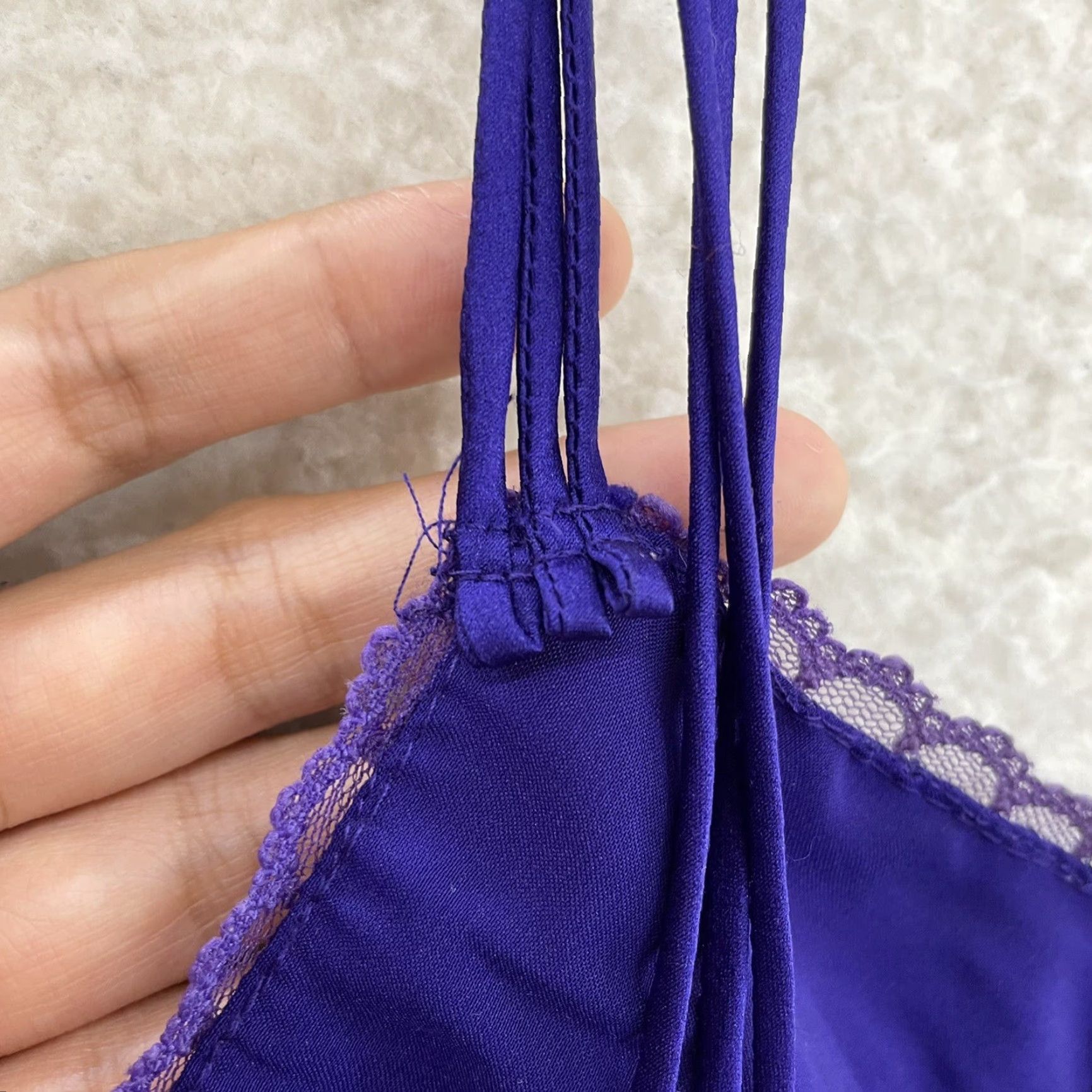 Victoria's Secret VINTAGE Victoria's Secret Camisole Lingerie Top Purple Lace Gold Label Womens 80s M/L Sleeveless Edwardian Style Size L / US 10 / IT 46 - 5 Thumbnail