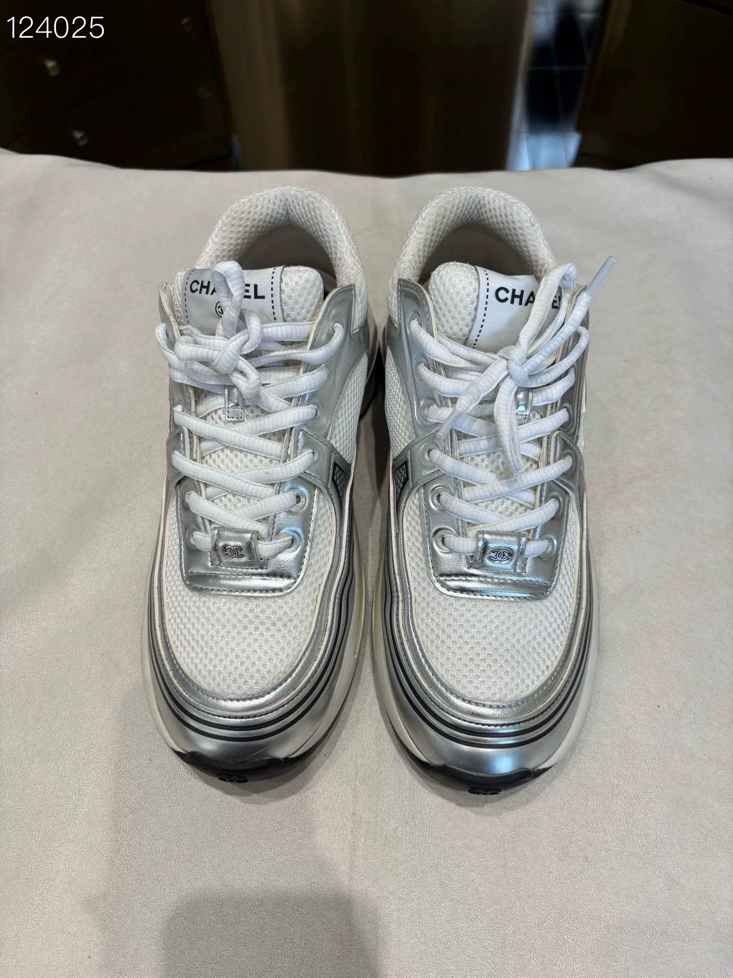 Chanel Chanel Silver Women's Sneakers Size US 8 / IT 38 - 1 Thumbnail