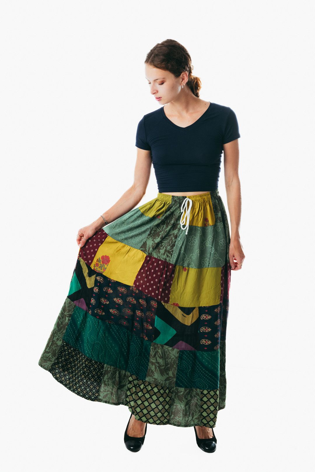 Other Boho Patchwork maxi long Skirt Long Gypsy Hippie festival Size 40" / US 18 - 1 Thumbnail