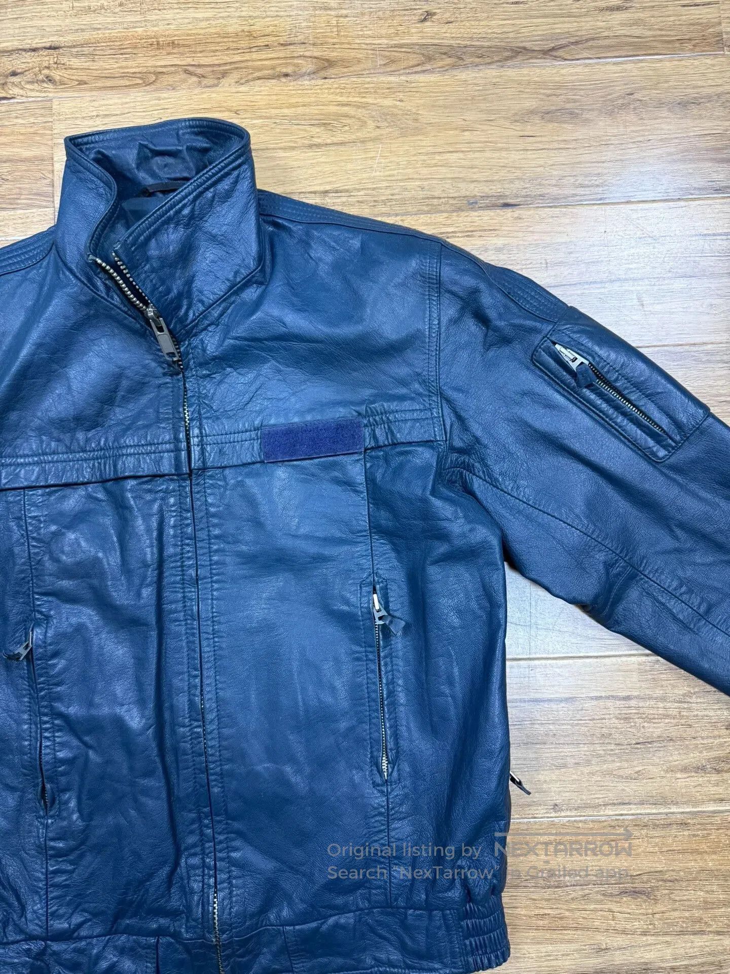 Other Blue Leather Motorcycle Jacket for Autumn. Size US M / EU 48-50 / 2 - 3 Thumbnail