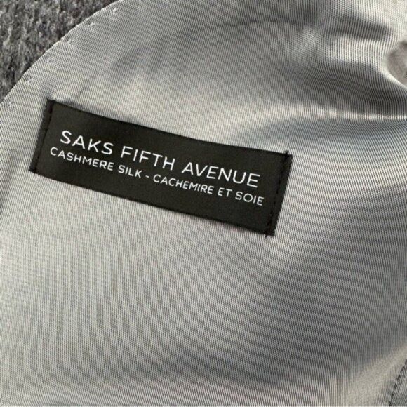 Saks Fifth Avenue Saks Fifth Avenue Two-Button Cashmere Silk Blend Herringbone Size 38R - 2 Thumbnail