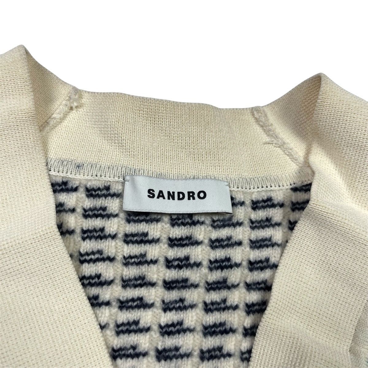 Sandro Sandro Luxury Stripped Cardigan V-Neck Sweater Wool Size S / US 4 / IT 40 - 5 Thumbnail