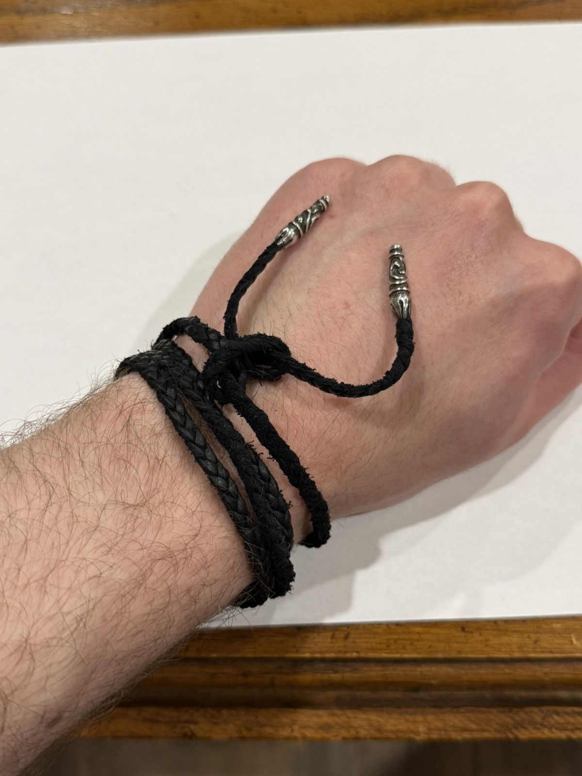 Chrome Hearts Chrome Hearts Black Leather Bracelet | Grailed