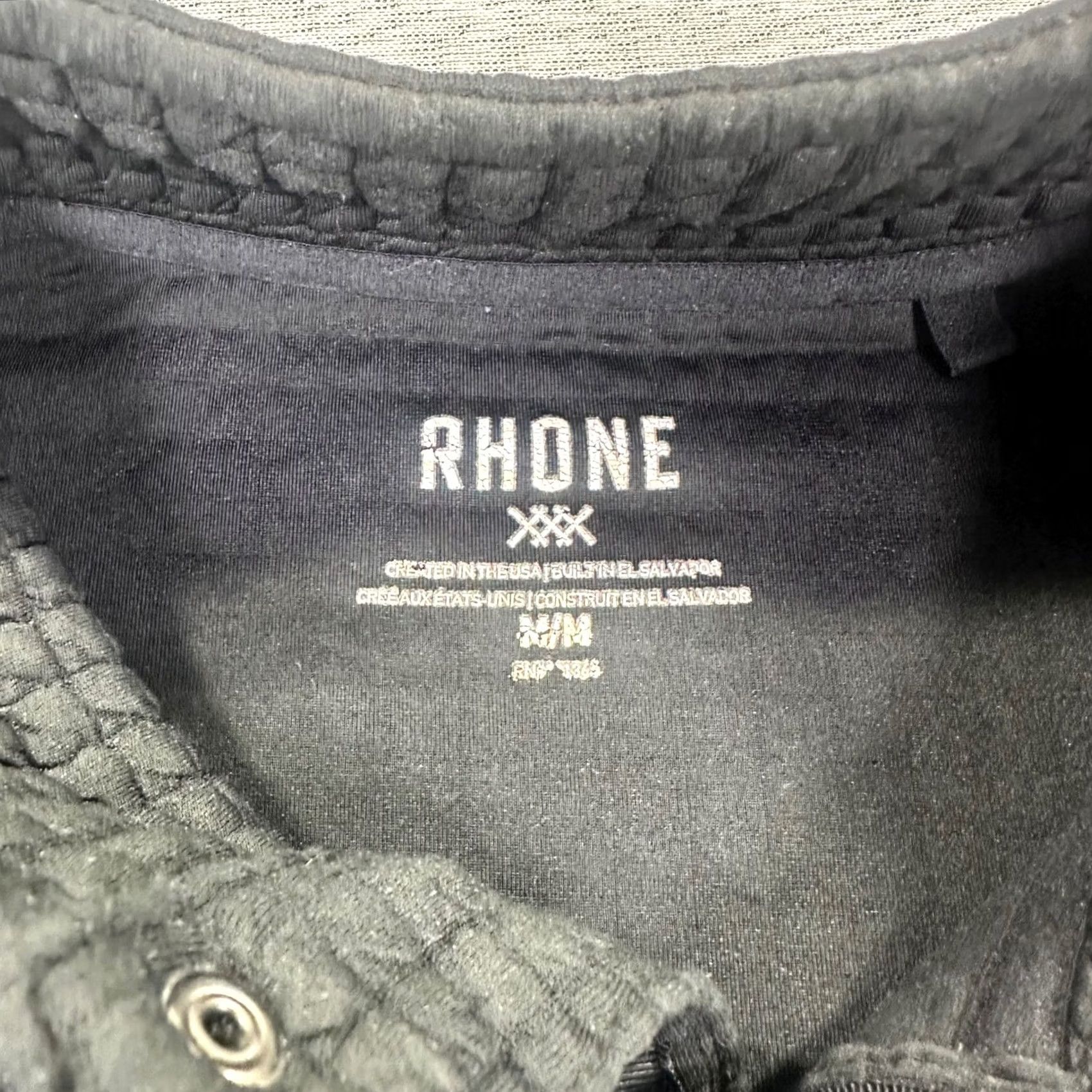 Rhone Rhone Bolinas Quilted Snap Pullover Mens Medium Black Textured Performance Top Size US M / EU 48-50 / 2 - 4 Thumbnail