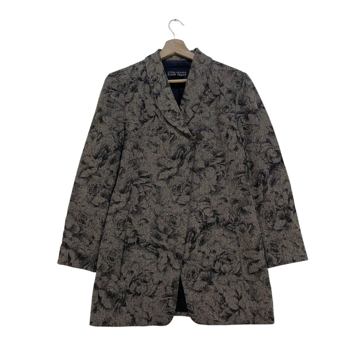 Ellen Tracy Rare Unique Design By Linda Allard Herringbone Silk Jacket Size S / US 4 / IT 40 - 1 Thumbnail
