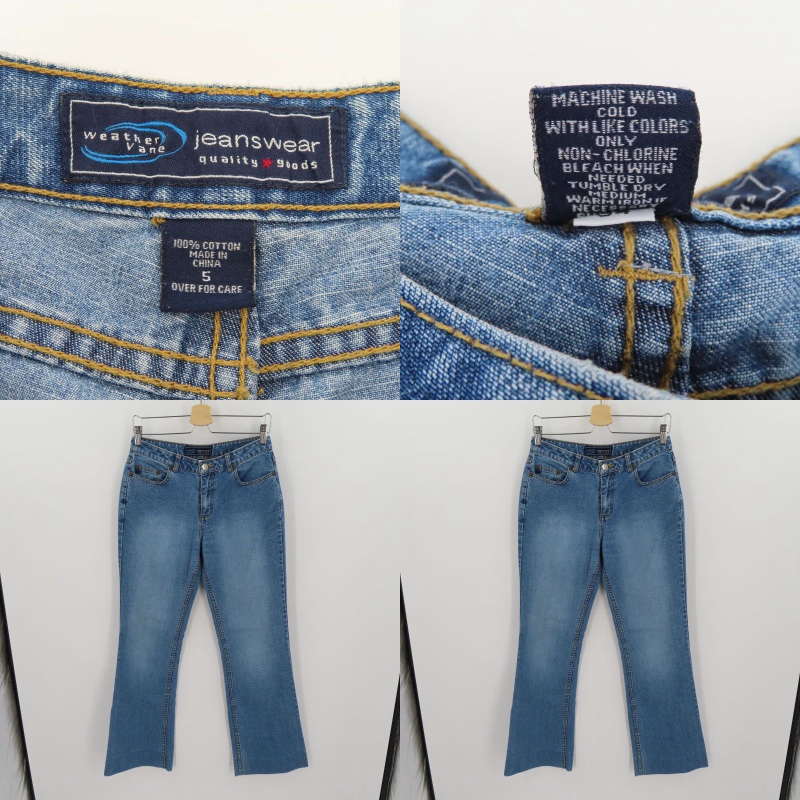 Vintage VINTAGE Weathervane Jeans Flared 5-Pocket Denim Blue Juniors 5 Regular 31" Inseam Boys? Womens? Size 27" / US 4 / IT 40 - 8 Thumbnail