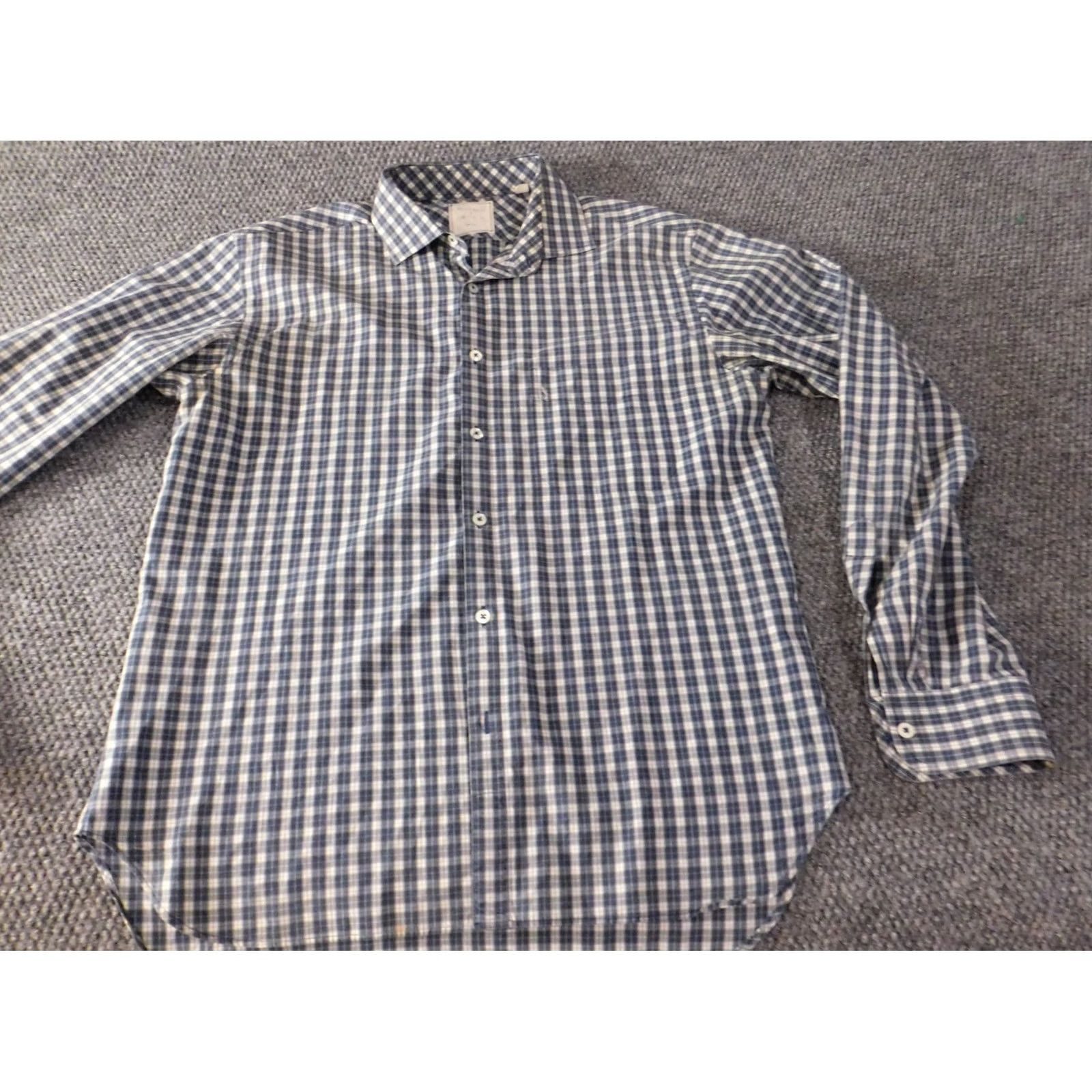 Billy Reid Billy Reid Mens Shirt M blue plaid button down slim knit collar Button-Up Mens Size US M / EU 48-50 / 2 - 3 Thumbnail