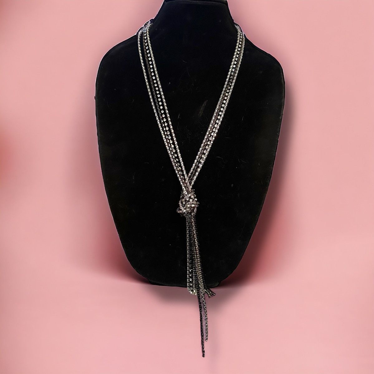 Other Long multi strand rhinestone & chain knotted tassel necklace Size ONE SIZE - 1 Thumbnail