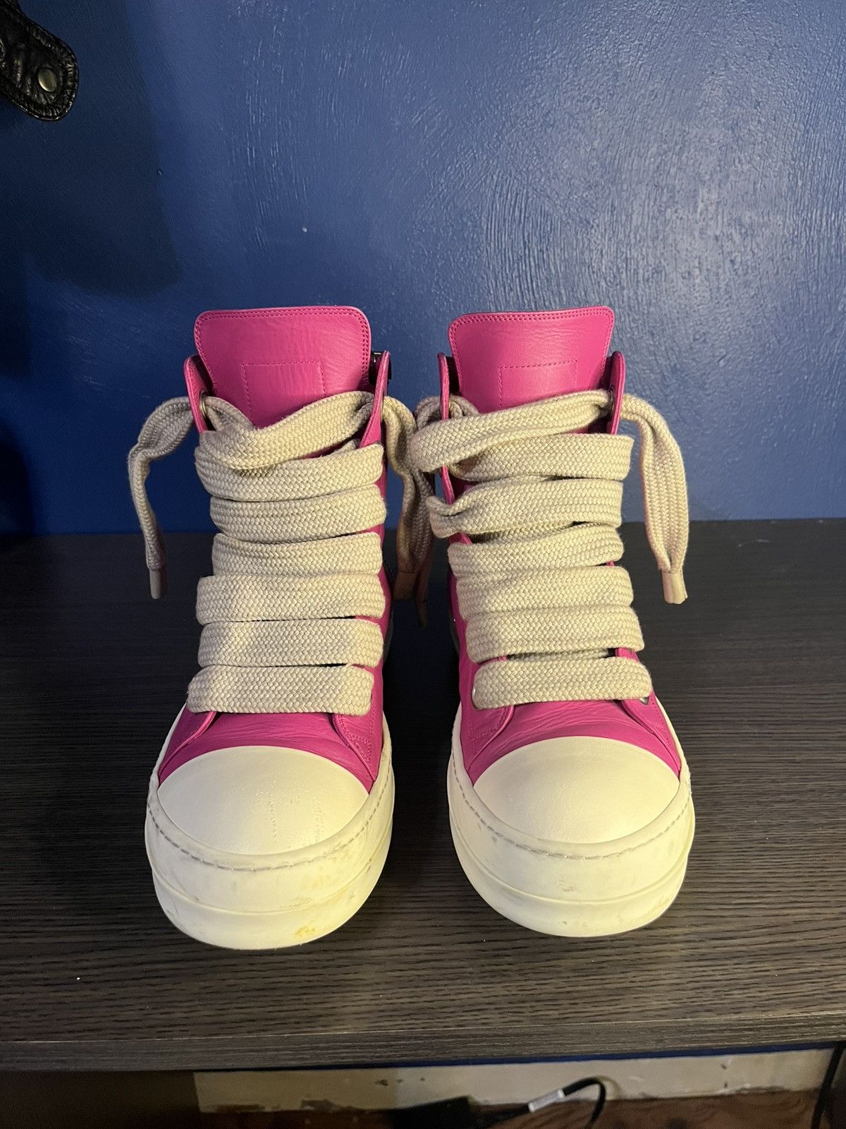 Rick Owens Rick Owens Geobasket Jumbo Laces Hot Pink Sneakers New 