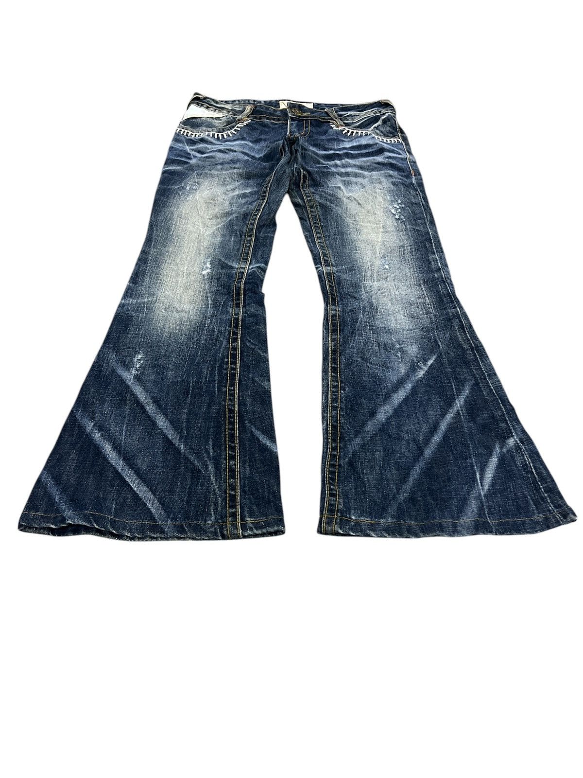 Japanese Brand FLARED🔥LOLITA DISTRESSED DENIM PANT Size US 28 / EU 44 - 2 Thumbnail