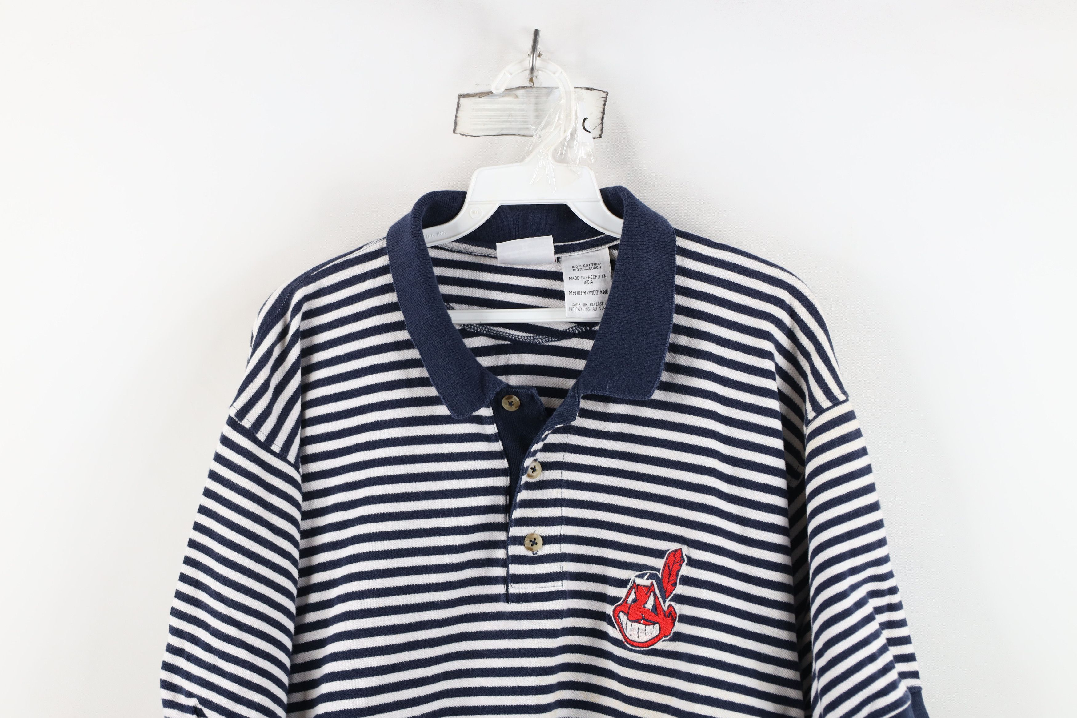 Vintage Vintage 90s Cleveland Indians Baseball Polo Shirt Striped Size US M / EU 48-50 / 2 - 2 Thumbnail