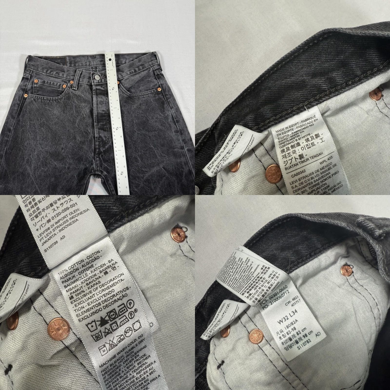Levi's Levi's 501 Jeans Mens Regular Straight Denim Black 32x34 Button Fly Cowboy Western Pockets 5-Pocket Style Cotton Denim Leather Patch Size US 32 / EU 48 - 8 Thumbnail
