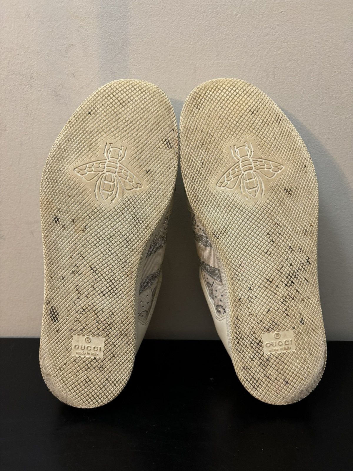 Gucci GG Monogram Screener Sneakers Silver White