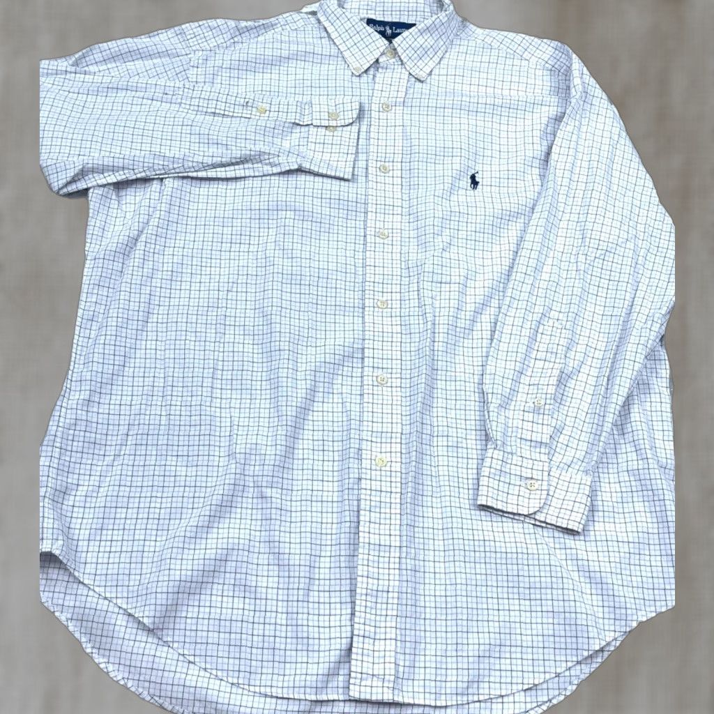 Ralph Lauren Ralph Lauren Shirt Men 16.5 32 White Blue Pony Button-Up Yarmouth Tattersall PP* Size US XL / EU 56 / 4 - 1 Thumbnail