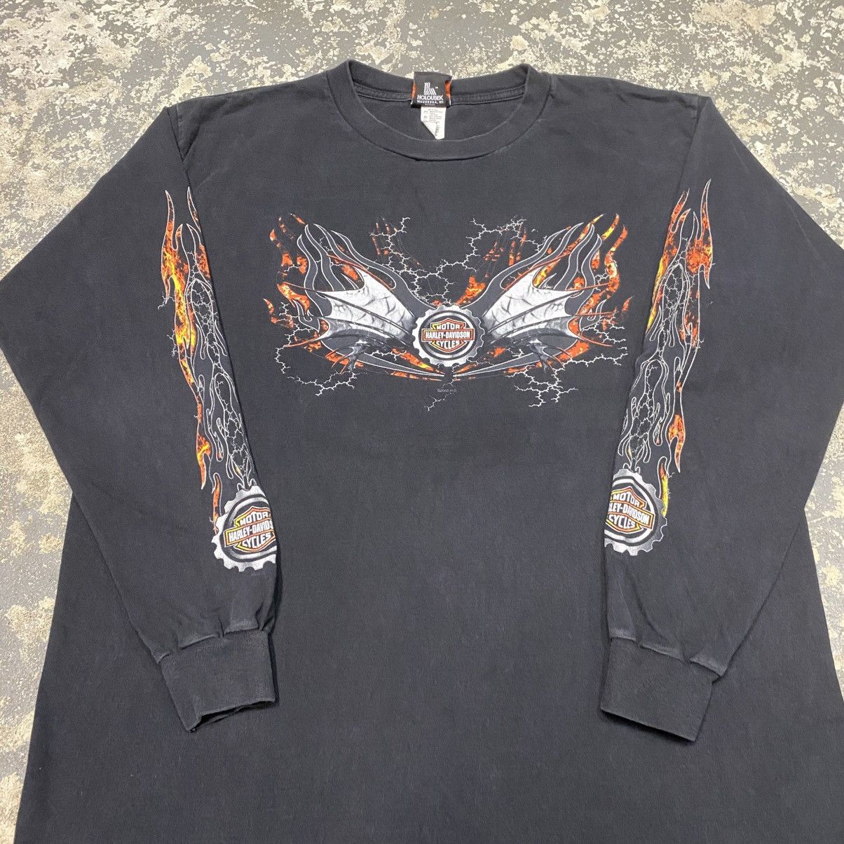 Vintage Vintage Harley Davidson Flame Flaming Long Sleeve Tshirt Size US XL / EU 56 / 4 - 2 Thumbnail