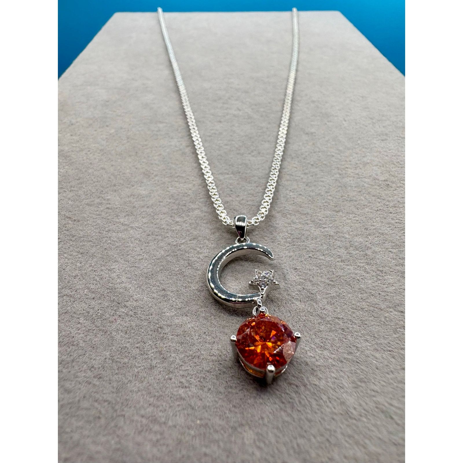 Jewelry NEW 2CTW Moissanite Moon & Star Pendant & 24" Bonus Chain Size ONE SIZE - 9 Thumbnail
