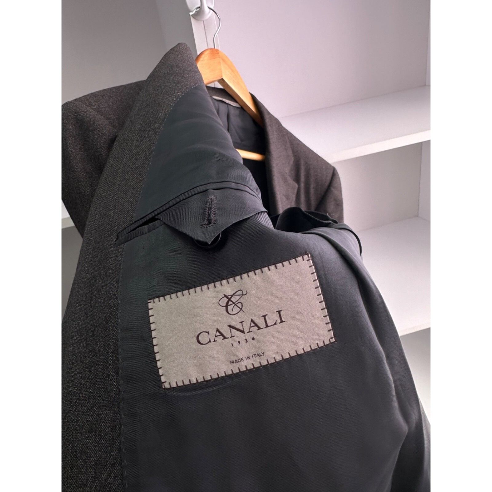 Canali VTG Canali Di Marino Home Dark Grey 2 Button Wool Coat Jacke Size US L / EU 52-54 / 3 - 9 Thumbnail
