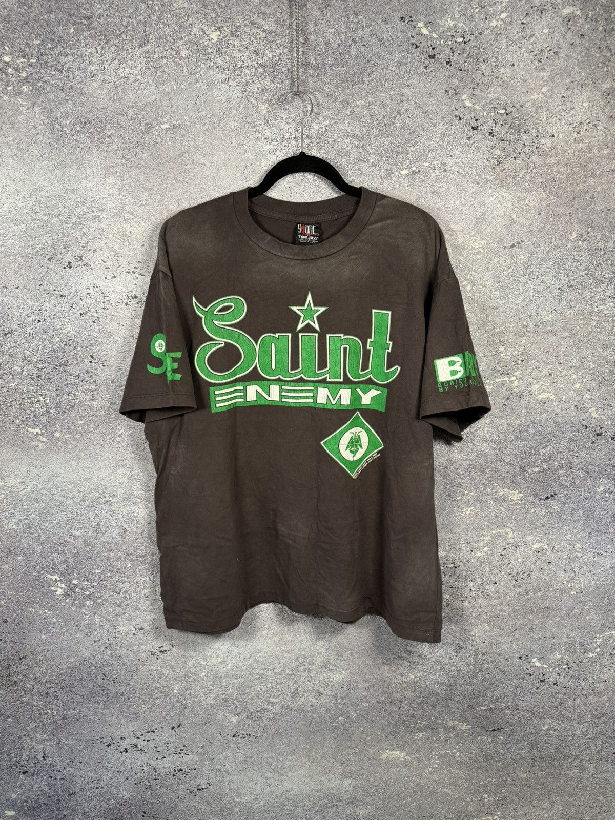 Giant × Vintage Saint Mxxxxxx Saint Enemy Tee Black Green Men's Large Size US L / EU 52-54 / 3 - 1 Thumbnail