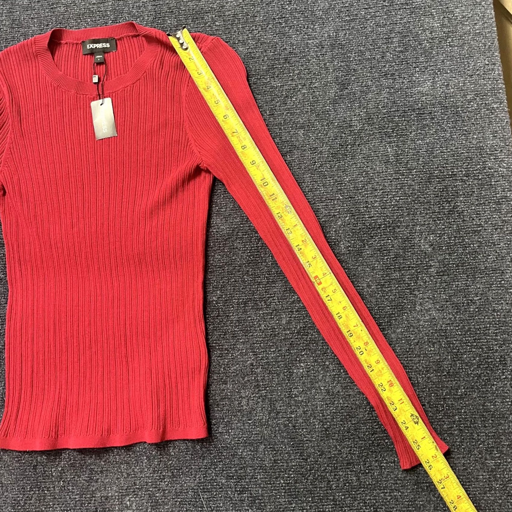 Express Express Sweater Womens Small Red Ribbed Knit Crew Neck Pullover Stretch Top Size S / US 4 / IT 40 - 7 Thumbnail