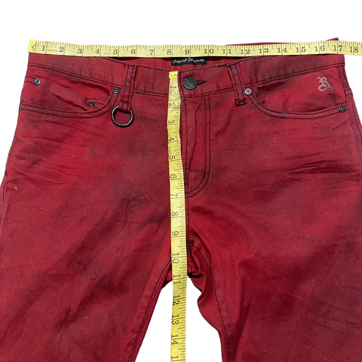 Roen RAT ROEN Blood Red Waxed Skinny Jeans Size US 32 / EU 48 - 20 Thumbnail