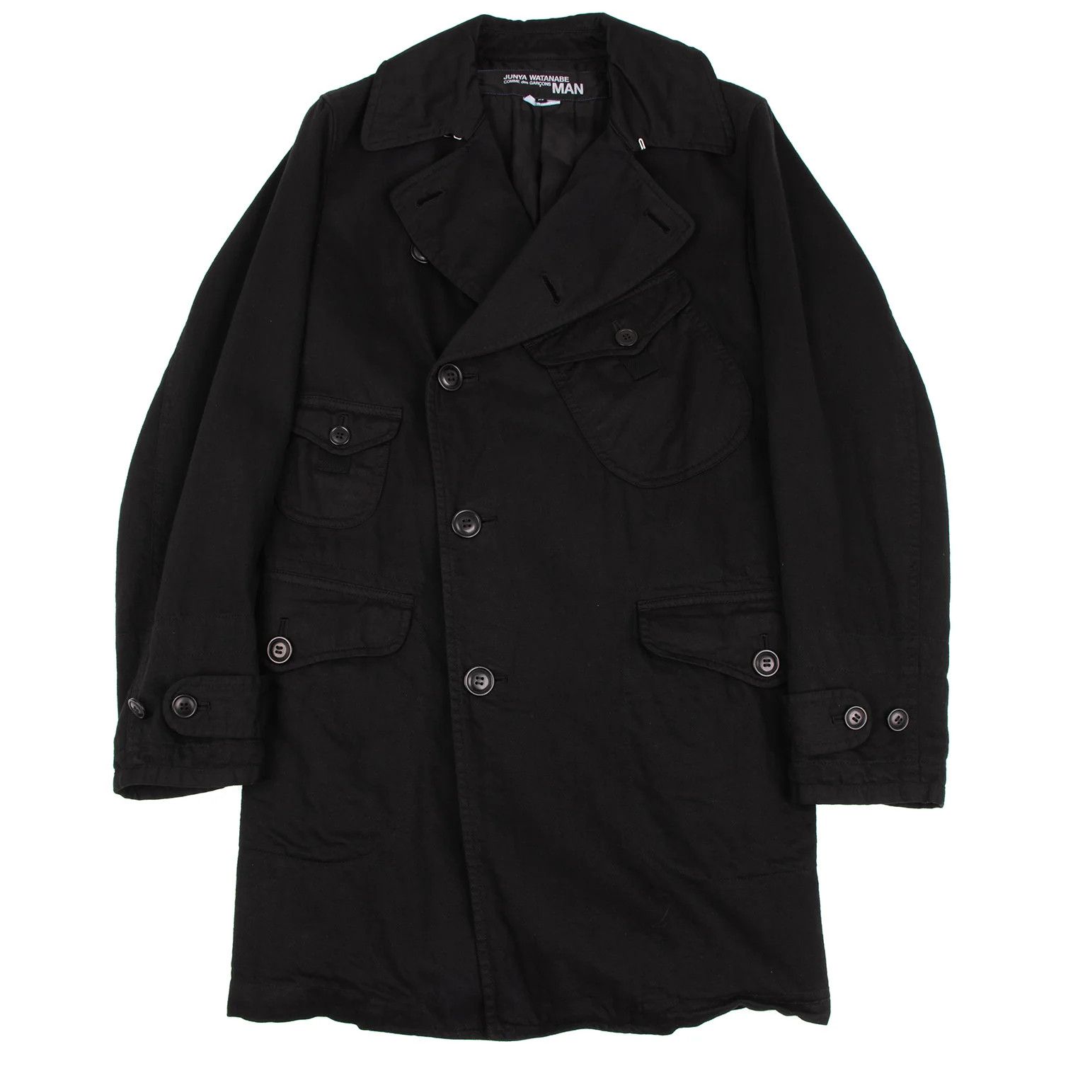 Junya Watanabe Pocket Design Dyed Cotton Coat in Black, Size XS Size US XS / EU 42 / 0 - 1 Thumbnail