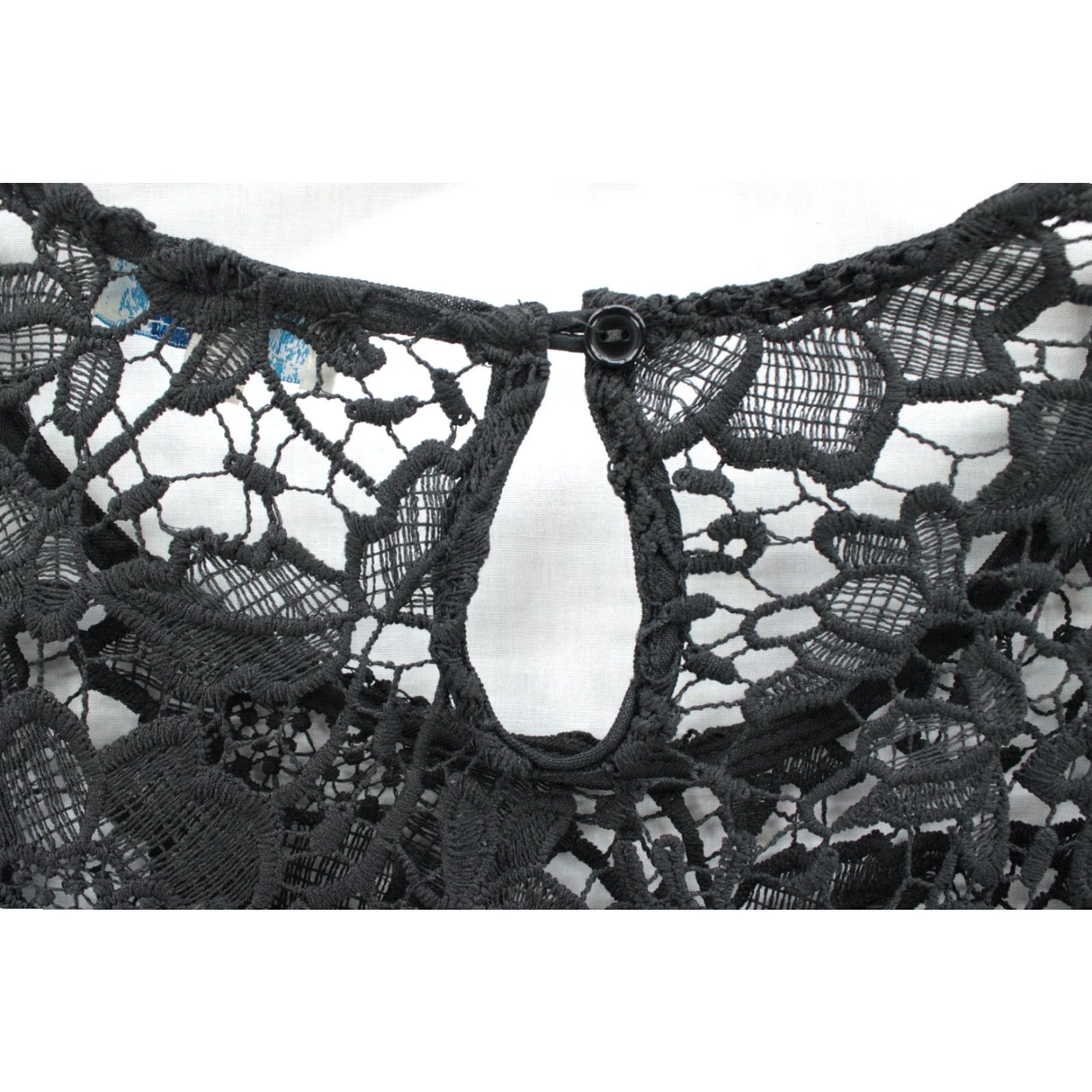 Bell J. Gee Witchy Black Dress 1X Boho Crochet Lace Bell Sleeves Sheer Goth Whimsical Size XL / US 12-14 / IT 48-50 - 6 Thumbnail