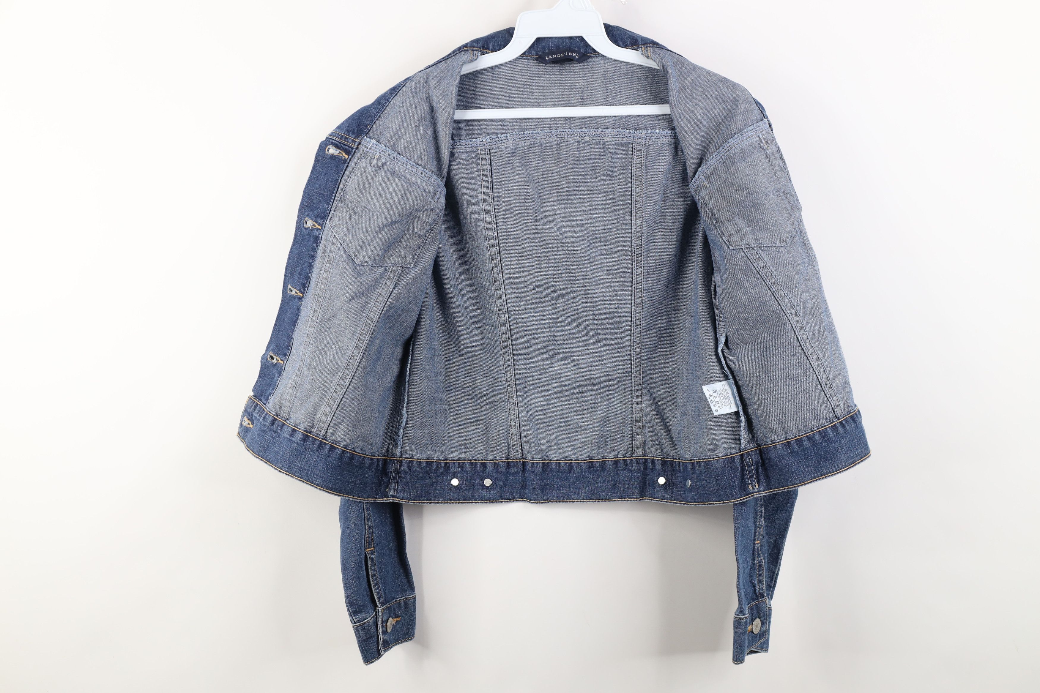 Lands' End Vintage 90s Y2K Lands End Babydoll Denim Jean Trucker Jacket Size XS / US 0-2 / IT 36-38 - 10 Thumbnail