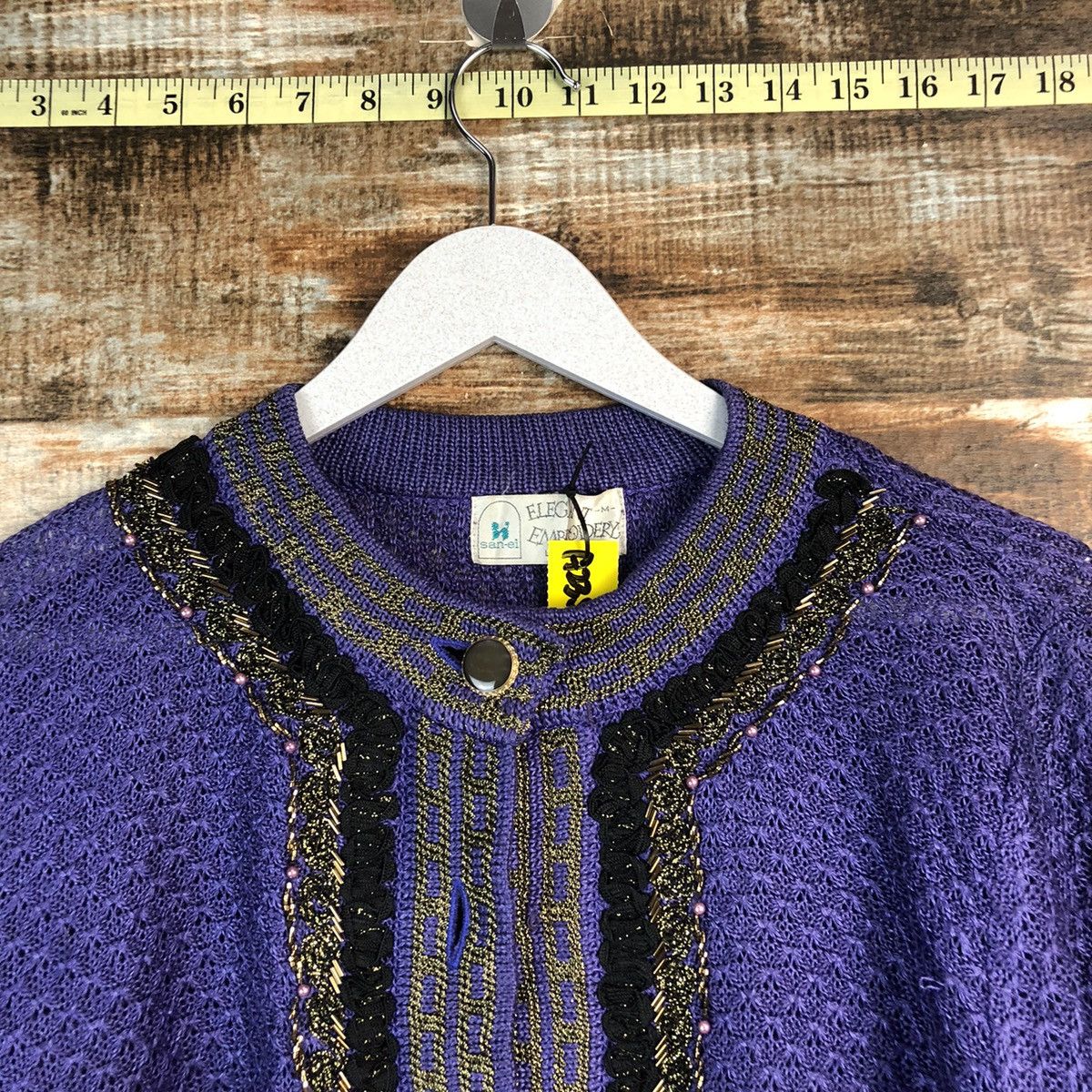 Japanese Brand Elegant Embroidery Purple Cardigan Knitwear #A2350 Size M / US 6-8 / IT 42-44 - 4 Thumbnail