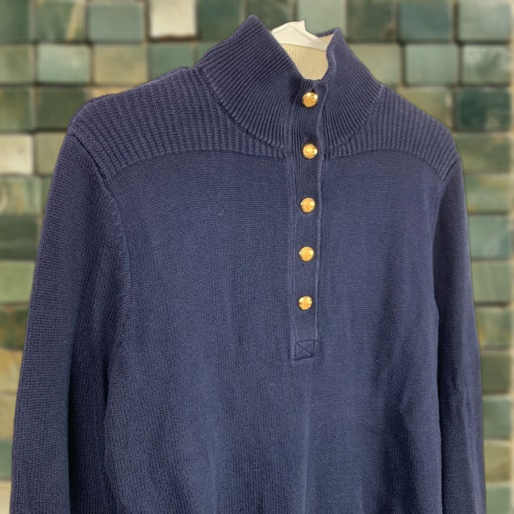 Ralph Lauren Vintage Lauren Ralph Lauren RLR Navy Blue Gold Admiral Sweater Womens XL Size XL / US 12-14 / IT 48-50 - 1 Thumbnail