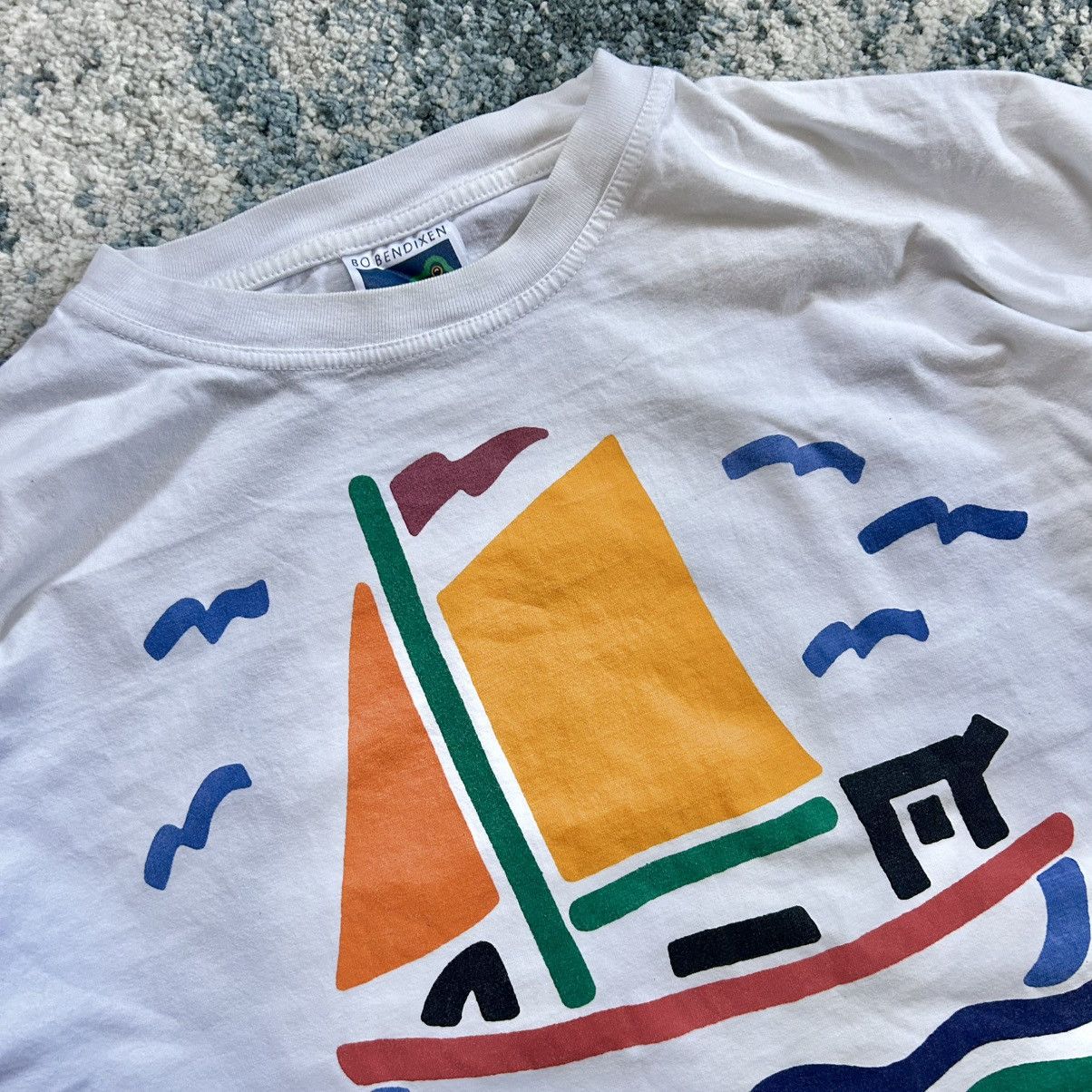 Vintage 80s BO BENDiXEN DENMARK HEAVYWEiGHT 2XL SAiLBOAT TEE POP ART Size US XXL / EU 58 / 5 - 4 Thumbnail