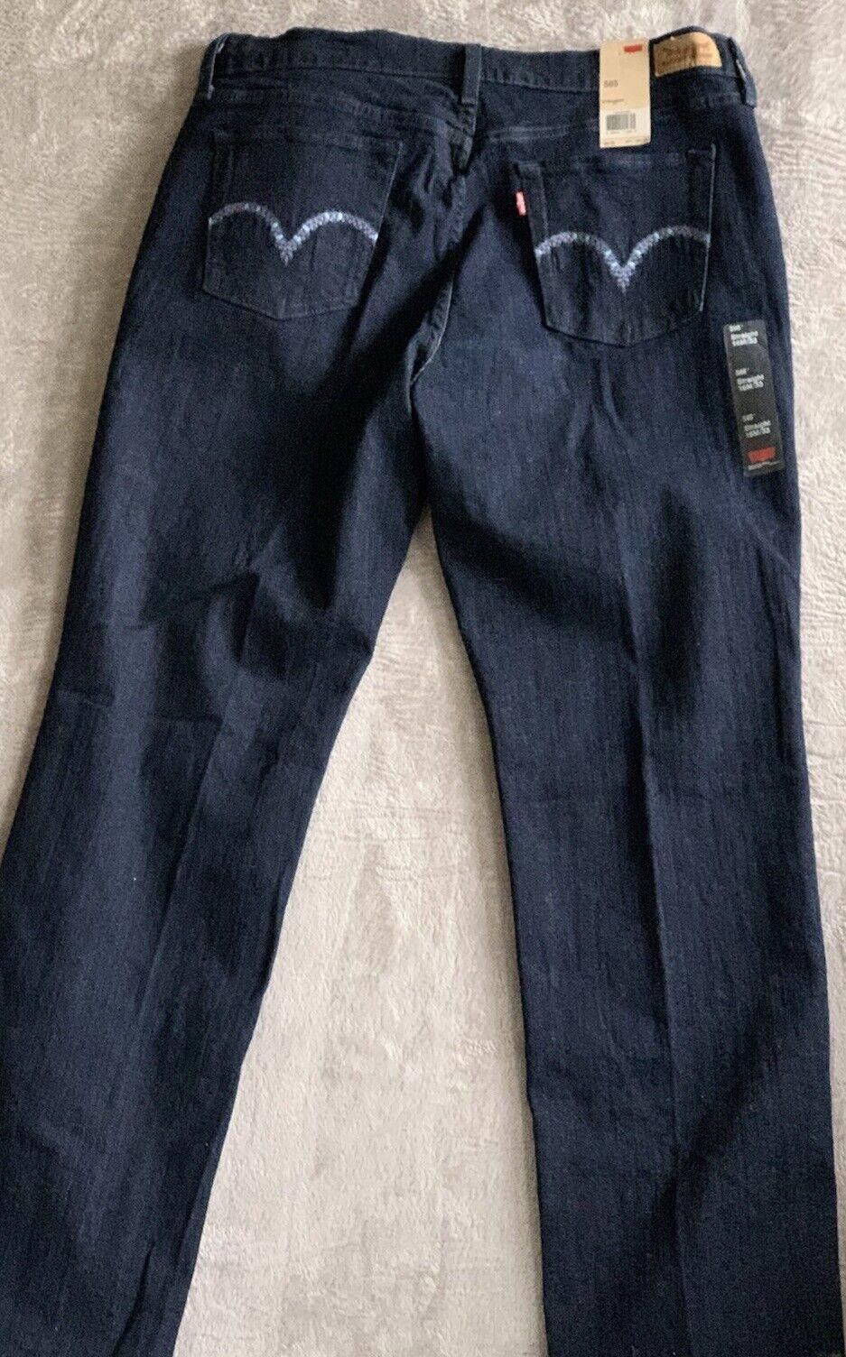 Levi's Levis 505 Black Embroidered Jeans Straight Stretch Size 38" / US 16 / IT 52 - 3 Thumbnail