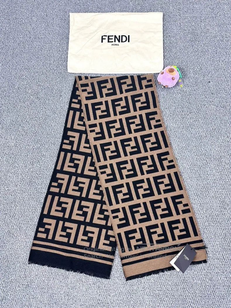 Fendi Fendi size 180*35 cm Classic brown full-printed floral logo Size ONE SIZE - 1 Thumbnail