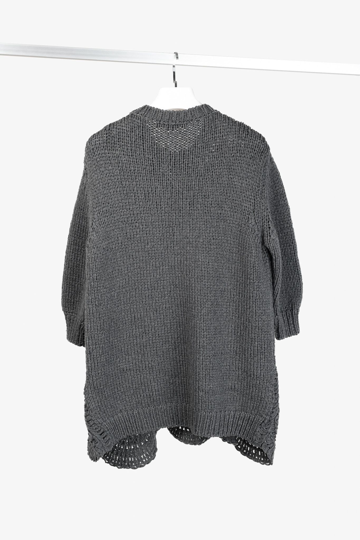 Stella McCartney Stella McCartney Grey Oversized Crochet Trim Knit Sweater Size S / US 4 / IT 40 - 3 Thumbnail