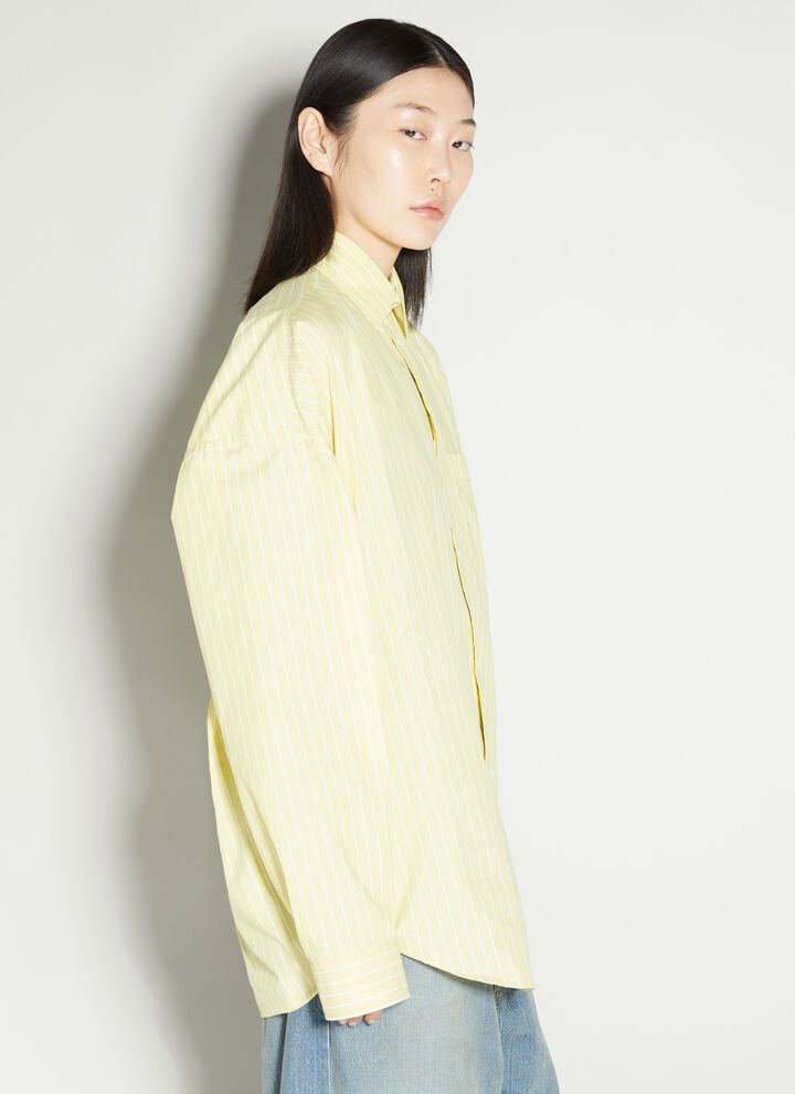 Balenciaga o1y0625 Oversize Striped Shirt in Light Yellow/White Size S / US 4 / IT 40 - 2 Thumbnail