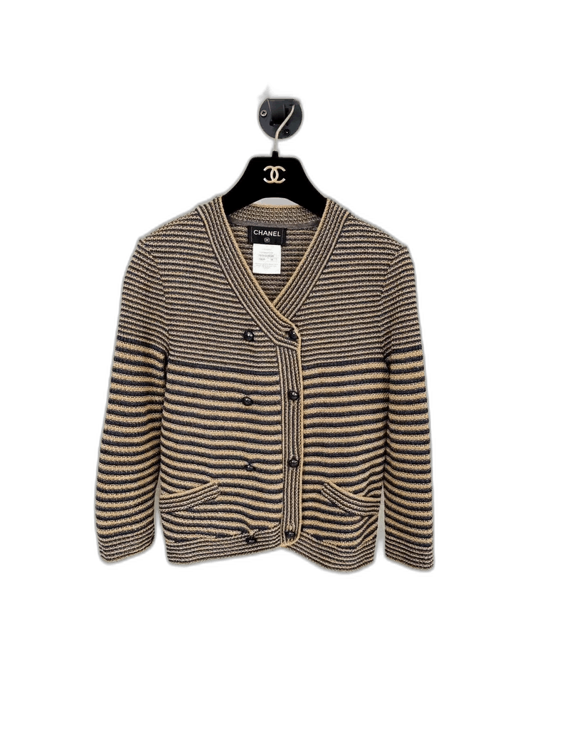 Chanel Chanel Striped DoubleBreasted Cardigan Sweater -2505 Size M / US 6-8 / IT 42-44 - 1 Thumbnail