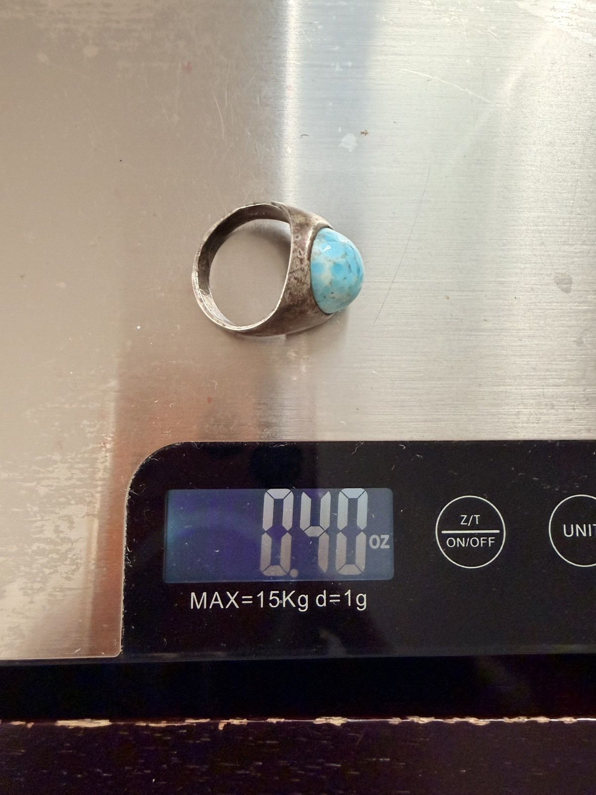 Other Sterling Silver 925 Turquoise Ring Sz 9 Chunky Wide Band Size ONE SIZE - 14 Thumbnail