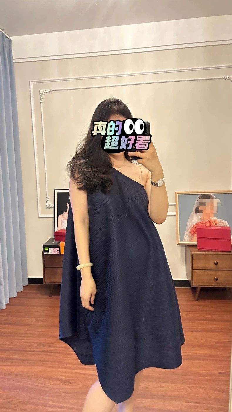 Issey Miyake Issey Miyake size:3 Navy blue off-the-shoulder dress Size XS / US 0-2 / IT 36-38 - 1 Thumbnail