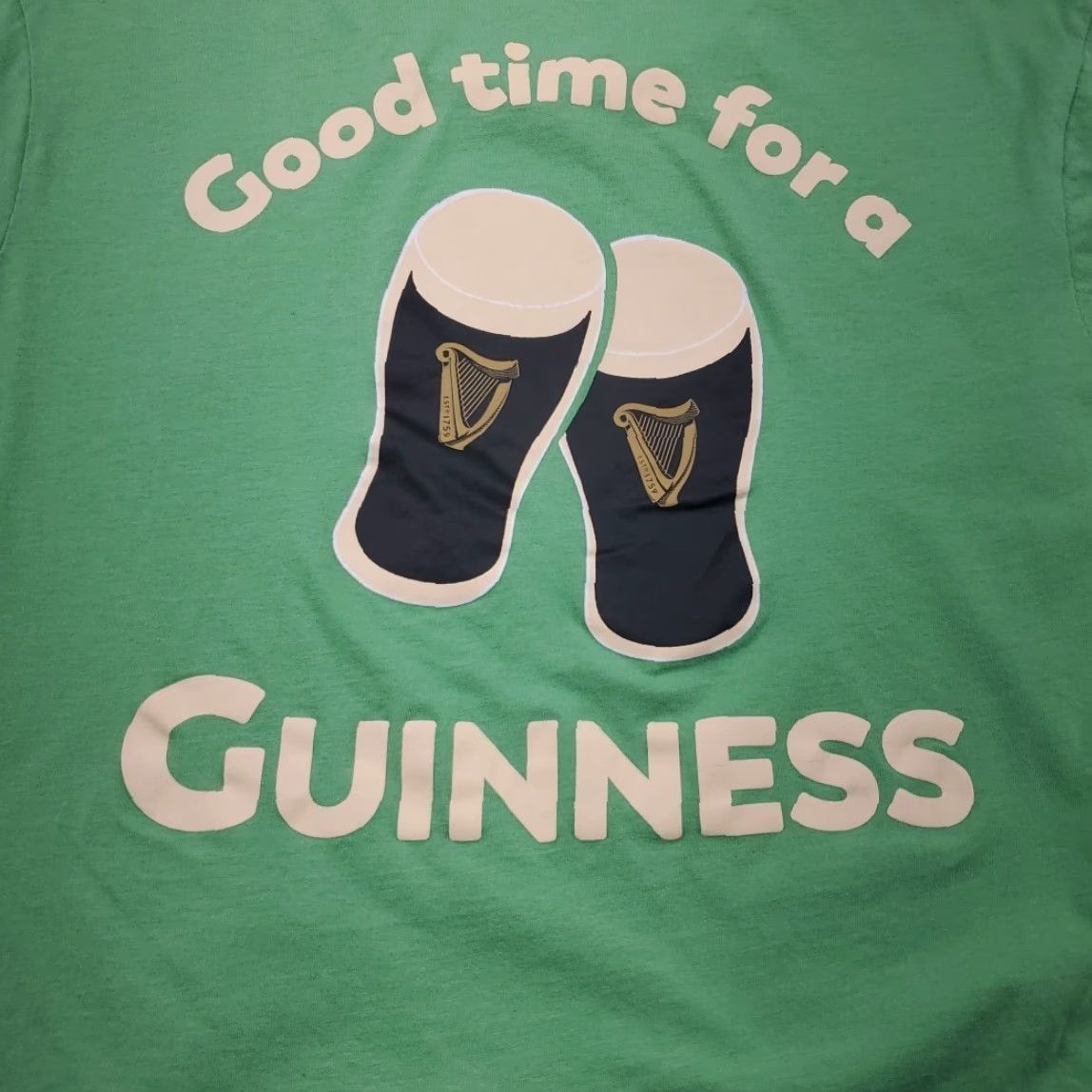 Vintage Guinness T-Shirt Womens Large L Green Beer Irish Casual Knit 100% Cotton Short Sleeve Cap Sleeve Regular Fit Size L / US 10 / IT 46 - 2 Thumbnail