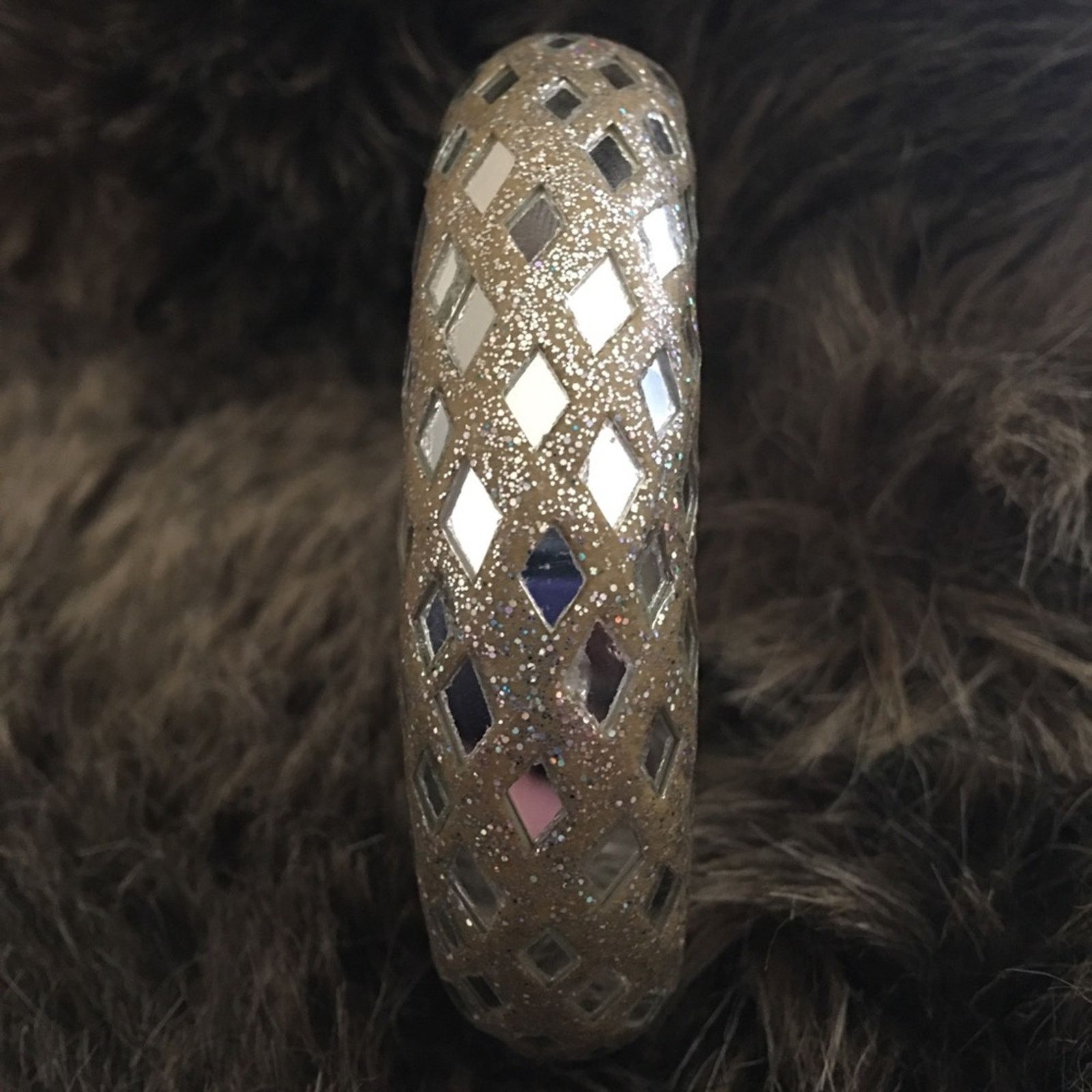 Jewelry Glitter fabric diamond mirror bangle bracelet Size ONE SIZE - 4 Thumbnail