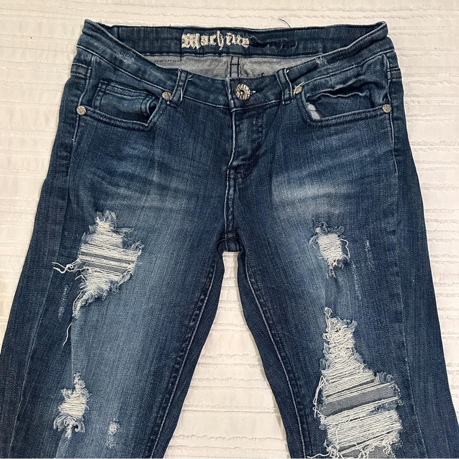 Rage Against The Machine Machine Denim Low Rise Flare Juniors 7 Distressed Bootcut 28 Size 30" / US 8 / IT 44 - 2 Thumbnail