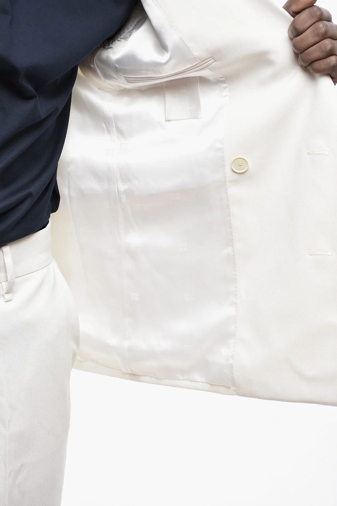 Givenchy og1mm0326 Mohair-Blend Double-Breasted Blazer in White Size US M / EU 48-50 / 2 - 5 Thumbnail
