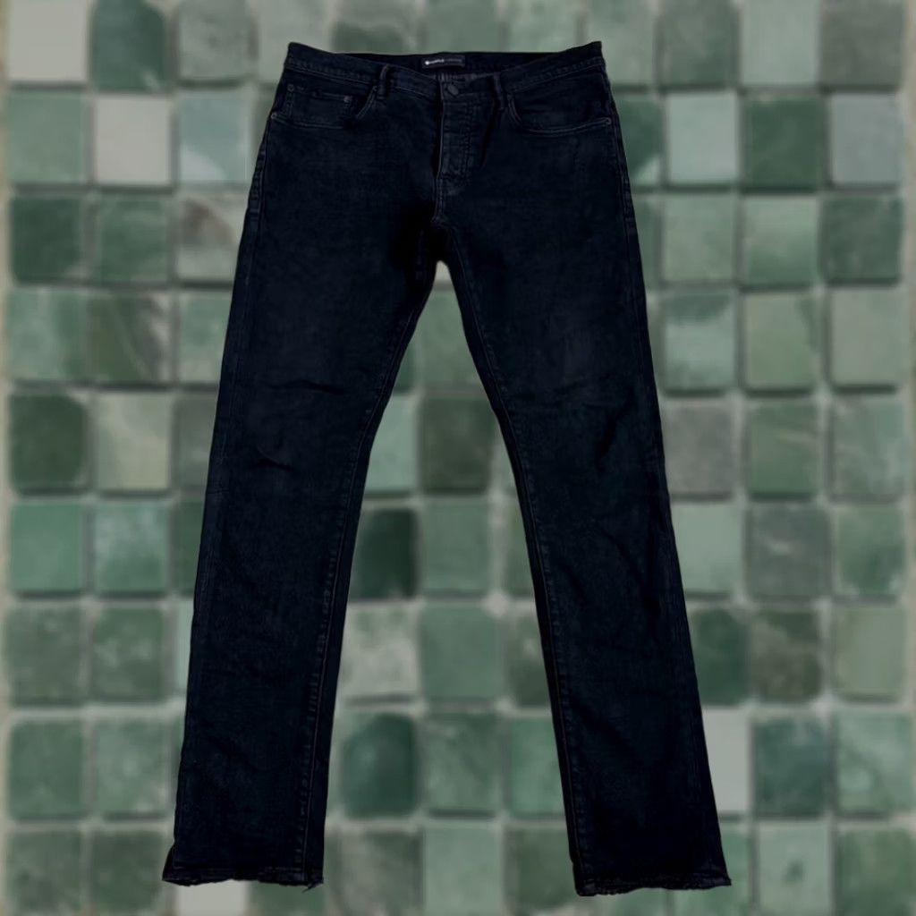 Vintage Purple Brand P001 Slim Fit Jeans Men 34x33 Black Distressed Button Fly Denim 5-Pocket Slim Grunge Hip Hop Size US 34 / EU 50 - 1 Thumbnail
