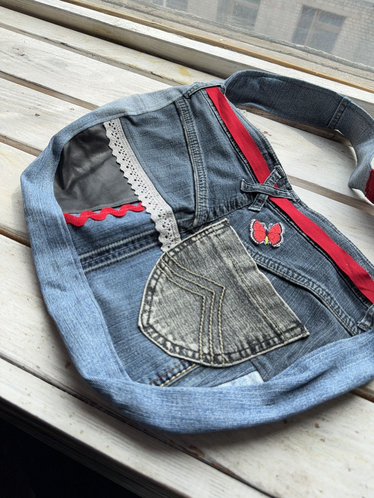 Designer × Japanese Brand × Vintage VNTG Y2K Patchwork Jean Bag Handmade Reworked Vintage RIRI Size ONE SIZE - 3 Thumbnail