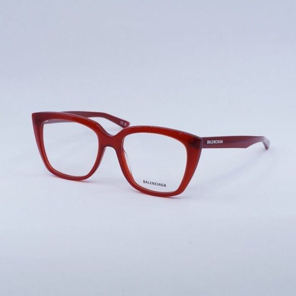 Balenciaga BB0062O 004 Eyeglasses 53mm Shiny Red Cat Eye