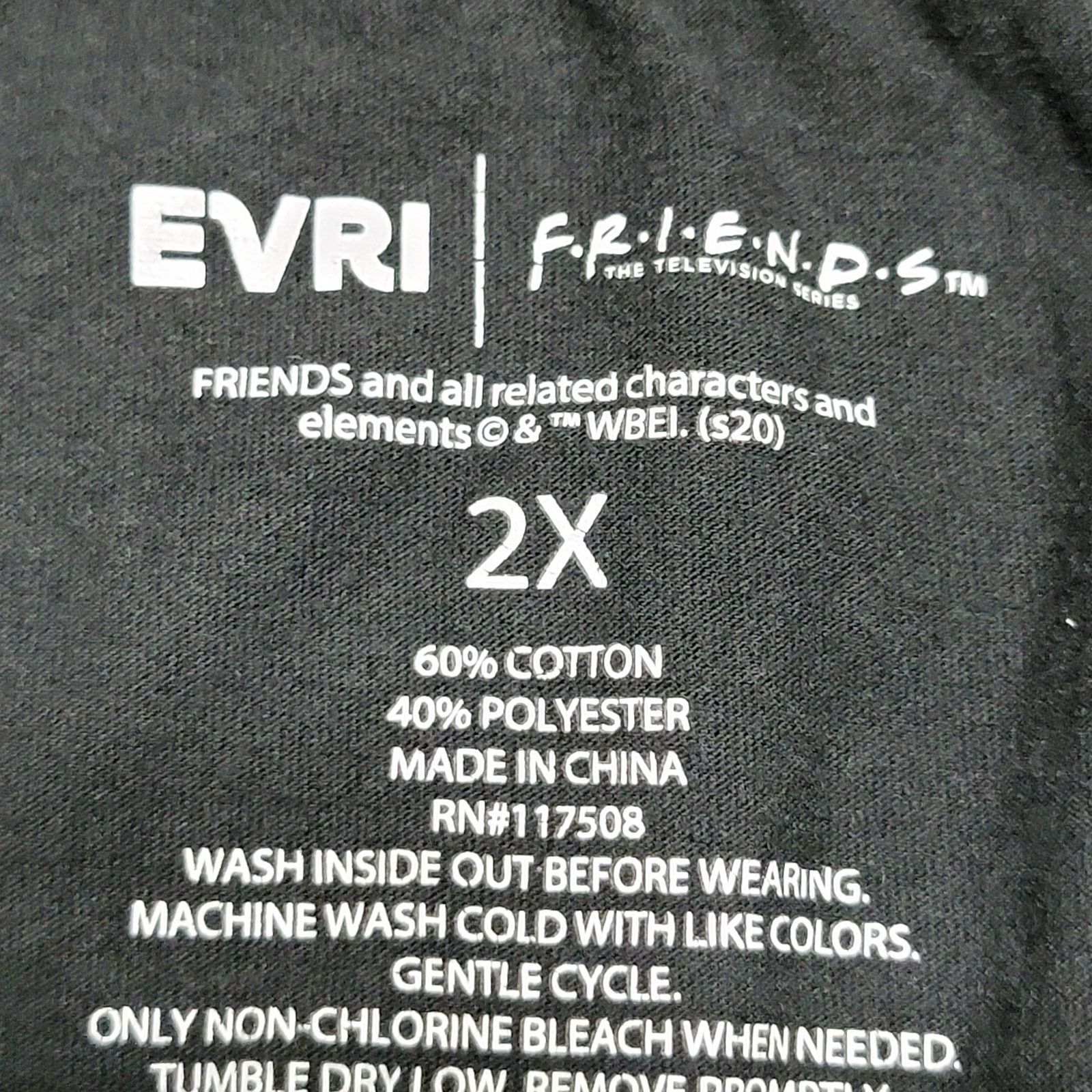 Other Evri x Friends Black Tee Friends Logo - Size 2X Size XXL / US 16-18 / IT 52-54 - 4 Thumbnail